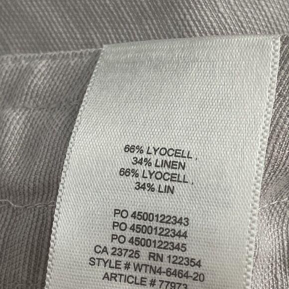 Wilfred Aritzia Size 6 Linen Blend Tie Front Button Fly Trouser Pants Gray - Picture 8 of 15